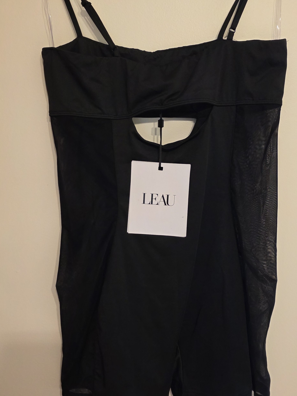 LEAU NWT Black Cutout Mesh Romper Size XL